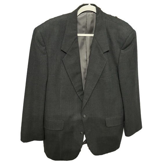 Hardy Amies Blazer Mens 42R Herringbone Wool Gray Two Button Sport Coat Classic - Picture 1 of 12